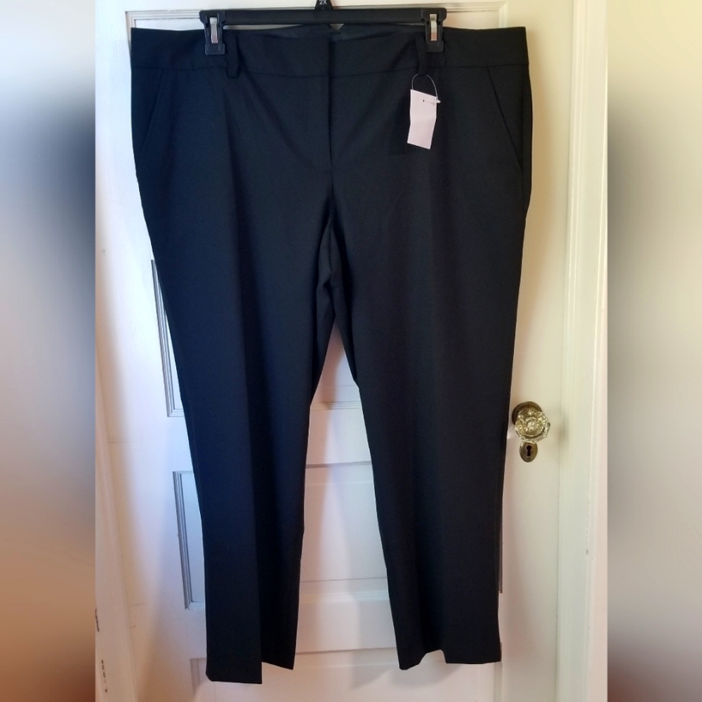 Lands' End NWOT Black Wool Blend Straight Leg Business Dress Pants Size 20W